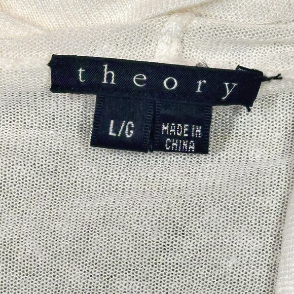 Theory White Open Front Knit Cardigan Lightweight Draped Cardigan Size Large - Picture 2 of 7